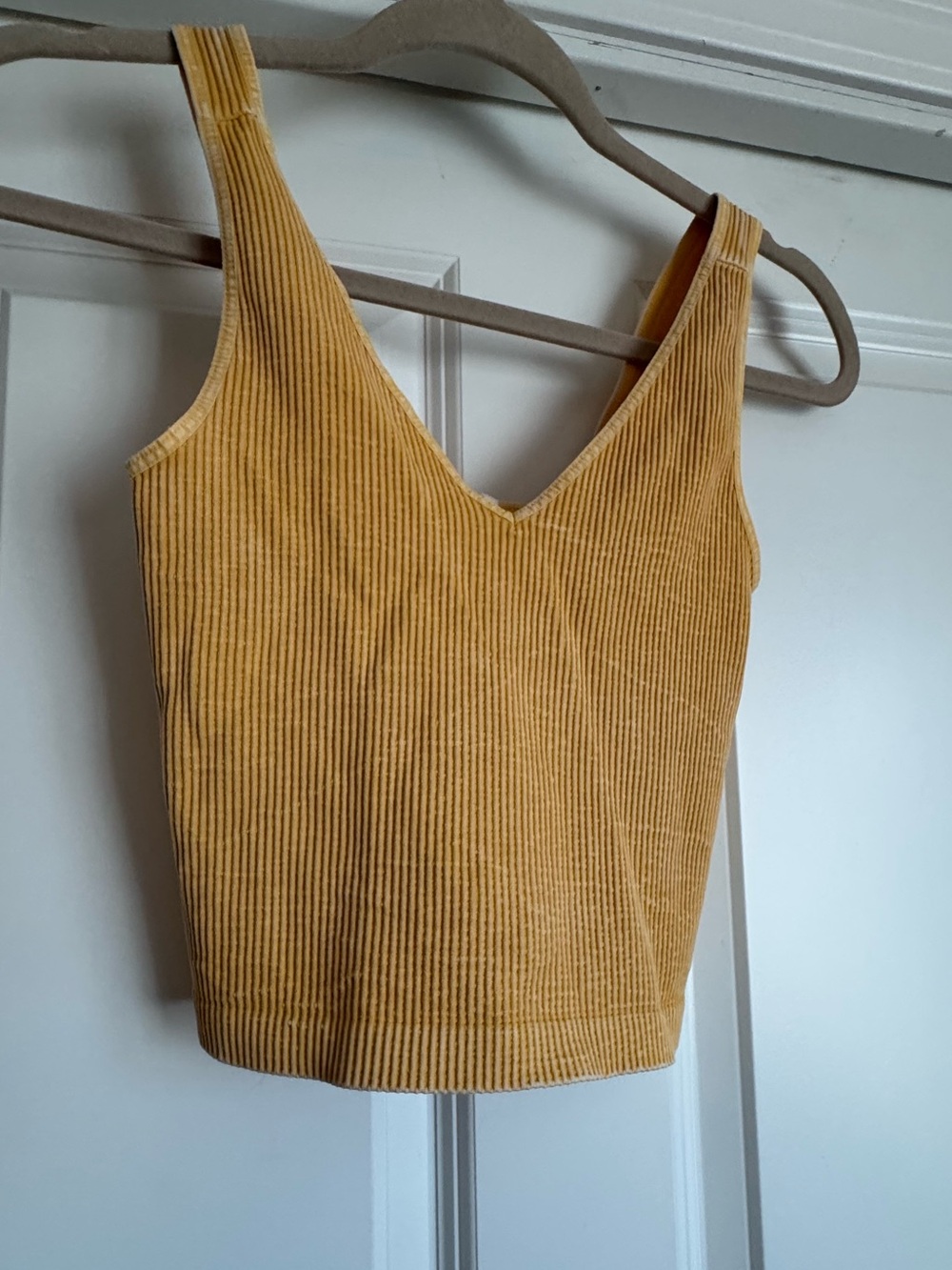 Lemon Tree OS One Size Yellow Acid Washed Thin Ribbed Fitted Crop Tank Top